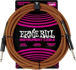 Cable Ernie ball Instrument cables woven sheath jack/jack 3m orange and black