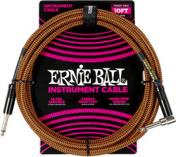 Cable Ernie ball Instrument cables woven sheath jack/angled jack 3m orange and black