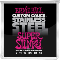 Cuerdas guitarra eléctrica Ernie ball Electric (6) 2248 Stainless Steel Super Slinky 9-46 - Juego de cuerdas