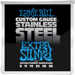 Cuerdas guitarra eléctrica Ernie ball Electric (6) 2249 Stainless Steel Extra Slinky 8-38 - Juego de cuerdas