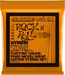 Cuerdas guitarra eléctrica Ernie ball Electric (6) 2252 Classic Rock N Roll Hybrid Slinky 9-46 - Juego de cuerdas