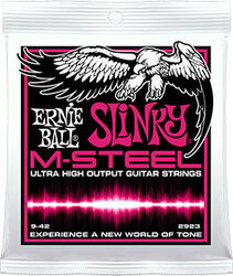 Cuerdas guitarra eléctrica Ernie ball Electric (6) 2923 M-Steel Super Slinky 9-42 - Juego de cuerdas