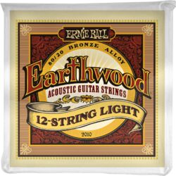 Cuerdas guitarra acústica Ernie ball Folk (12) 2010 Earthwood Light 009-046 - Juego de 12 cuerdas