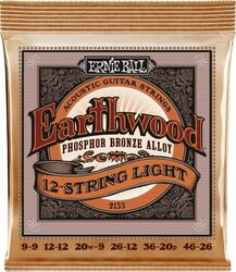 Cuerdas guitarra acústica Ernie ball Folk (12) 2153 Earthwood Phosphor Light 9-46 - Juego de 12 cuerdas