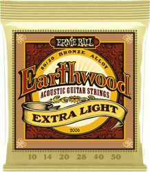 Cuerdas guitarra acústica Ernie ball Folk (6) EarthWood Extra Light 10-50 - Juego de cuerdas