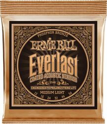 Cuerdas guitarra acústica Ernie ball Folk (6) 2546 Everlast Coated Phosphor Bronze 12-54 - Juego de cuerdas