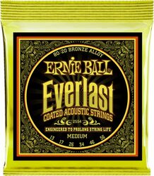 Cuerdas guitarra acústica Ernie ball Folk (6) 2554 Everlast Coated 80/20 Bronze 13-56 - Juego de cuerdas