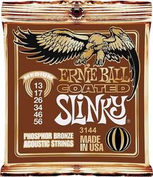 Cuerdas guitarra acústica Ernie ball Folk (6) 3144 Coated Phosphor Bronze Slinky 13-56 - Juego de cuerdas