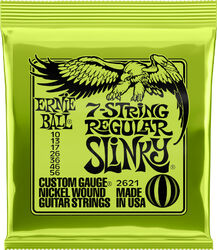 Cuerdas guitarra eléctrica Ernie ball P02621 Electric Guitar 7-String Set Regular Slinky Nickel Wound 10-56 - Juego de 7 cuerdas