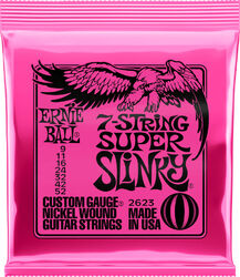 Cuerdas guitarra eléctrica Ernie ball P02623 Electric Guitar 7-String Set Super Slinky Nickel Wound 9-52 - Juego de 7 cuerdas