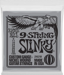 Cuerdas guitarra eléctrica Ernie ball P02628 Electric Guitar 9-String Set Slinky Nickel Wound 9-105 - Juego de 9 cuerdas