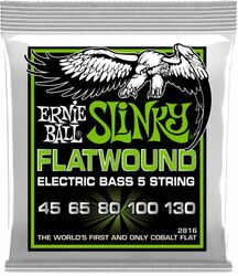 Cuerdas para bajo eléctrico Ernie ball P02816 5-String Regular Slinky Flatwound Electric Bass Strings 45-130 - Juego de 5 cuerdas