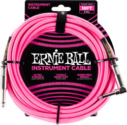 Afinador de guitarra Ernie ball P06083 Braided 18ft Straigth / Angle Instrument Cable - Neon Pink