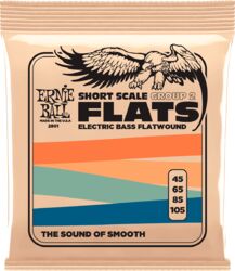 Cuerdas para bajo eléctrico Ernie ball SLINKY FLATS BASS SHORT SCALE 45-105 - Juego de 4 cuerdas