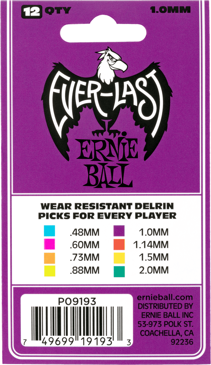 Ernie Ball Mediators Everlast Sachet De 12 Violet 1mm - Púas - Variation 2
