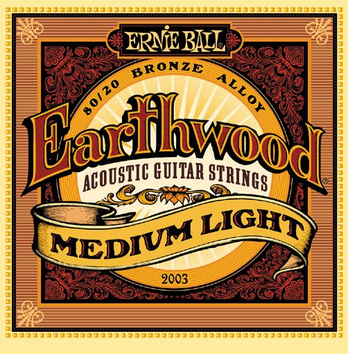 Ernie Ball Jeu De 6 Cordes Folk 2003 Earthwood 80/20 Bronze Medium Light 12-54 - Cuerdas guitarra acústica - Variation 1