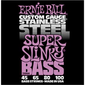 Ernie Ball Jeu De 4 Cordes Bass (4) 2844 Custom Gauge Stainless Steel Super Slinky 45-100 - Cuerdas para bajo eléctrico - Variation 1