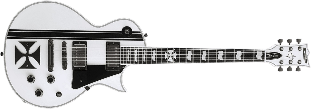 Esp Custom Shop James Hetfield Iron Cross Signature 2h Emg Ht Eb +case - Snow White - Guitarra eléctrica de corte único. - Main picture