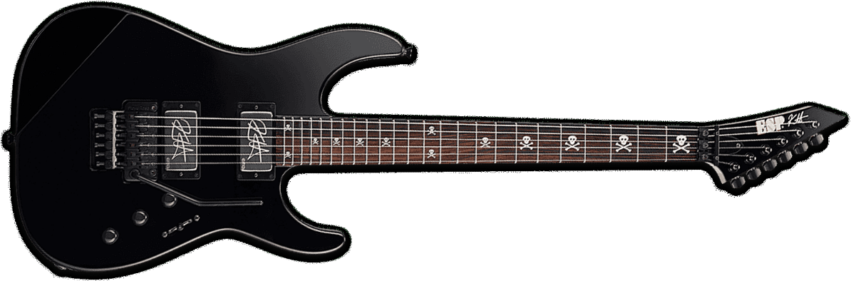 Esp Custom Shop Kirk Hammett Kh-2 Neck Thru Body Jap Signature 2h Emg Fr Rw - Black - Guitarra eléctrica con forma de str. - Main picture