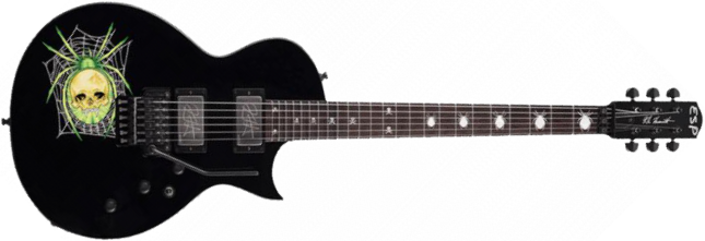 Esp Custom Shop Kirk Hammett Kh-3 Spider 30th Anniversary Jap Signature 2h Emg Fr Rw - Black W/spider Graphic - Guitarra eléctrica de corte único. - M
