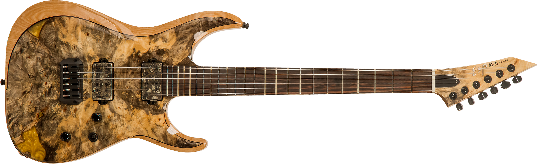 Esp Custom Shop M-ii Nt Buckeye Burl Experimental Jap 2h  Bare Knuckle Ht Eb #e7841212 - Natural - Guitarra eléctrica con forma de str. - Main picture