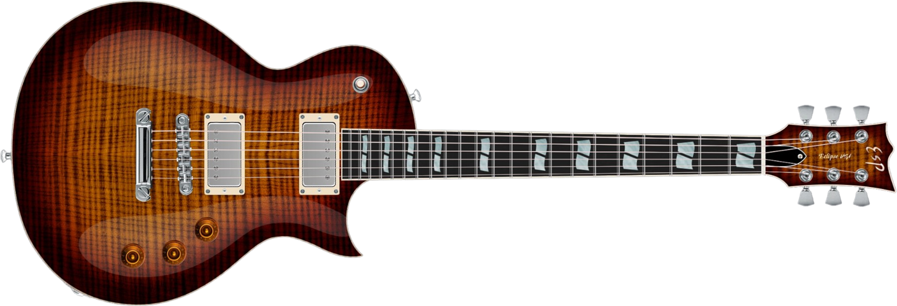 Esp Eclipse Full Thickness Usa 2h Seymour Duncan Ht Eb - Tiger Eye Sunburst - Guitarra eléctrica de corte único. - Main picture