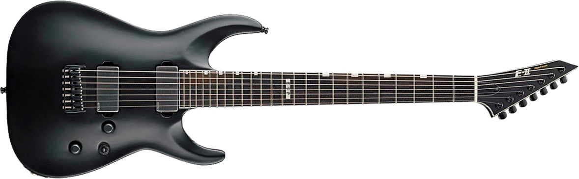 Esp Eii Horizon Nt7b Hipshot Jap 7c Baryton 2h Emg Eb - Black Satin - Guitarra eléctrica barítono - Main picture