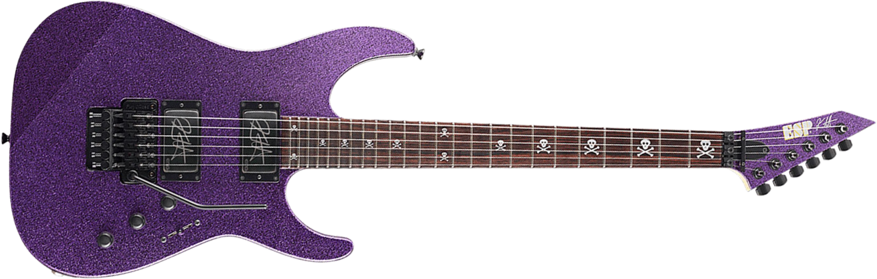 Esp Kirk Hammett Kh-2 Signature Hh Emg Fr Rw - Purple Sparkle - Guitarra eléctrica con forma de str. - Main picture