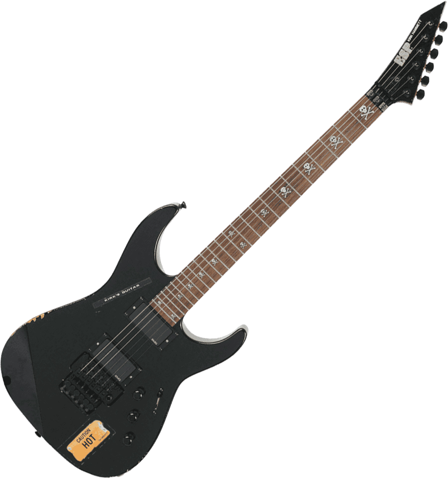 Guitarra eléctrica de cuerpo sólido Esp Custom Shop Kirk Hammett KH-2  Vintage (Japan)) - distressed black negro