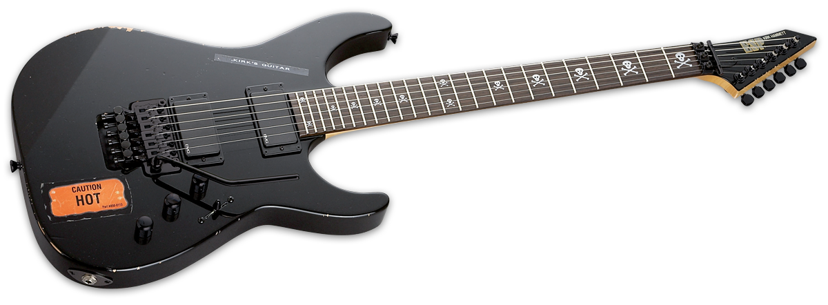 Esp Custom Shop Kirk Hammett Kh-2 Vintage Jap Signature 2h Emg Fr Rw - Distressed Black - Guitarra eléctrica con forma de str. - Variation 1