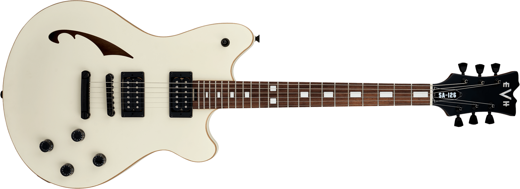 Evh Sa126 Standard 2h Ht Rw - Satin Vintage White - Guitarra eléctrica semi caja - Main picture