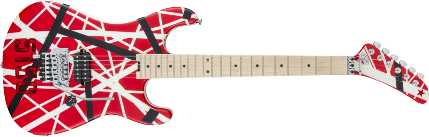 Evh Striped Series 5150 Mex Mn 2017 - Red, Black & White Stripes - Guitarra eléctrica con forma de str. - Main picture