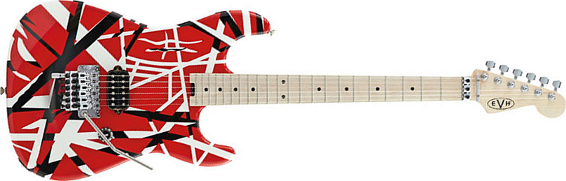 Evh Striped Series - Red With Black Stripes - Guitarra eléctrica con forma de str. - Main picture