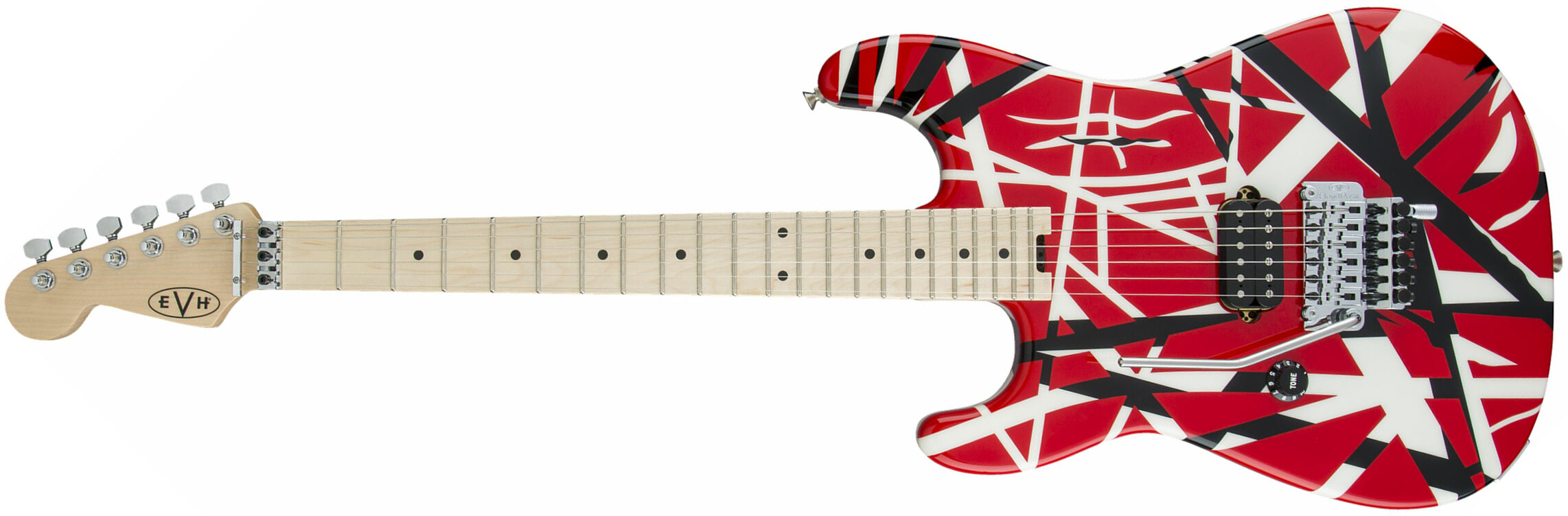 Evh Striped Series Lh Gaucher Signature H Fr Mn - Red Black White Stripes - Guitarra electrica para zurdos - Main picture