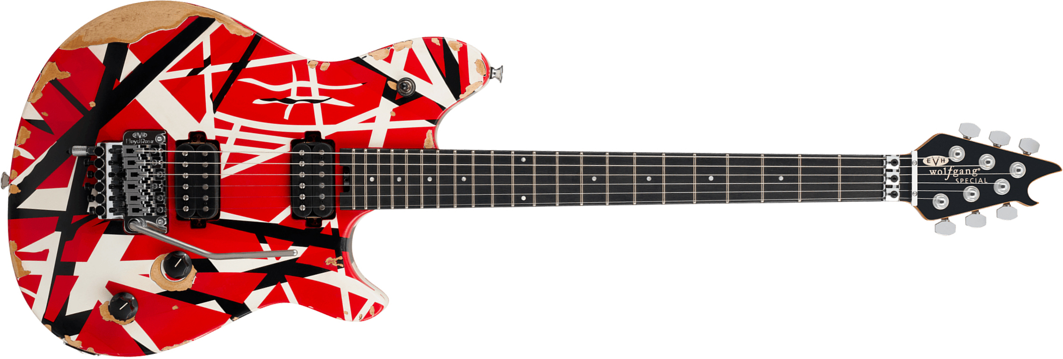Evh Wolfgang Special Striped Ltd Mex 2h Fr Eb - Aged Red Black & White Stripes - Guitarra electrica metalica - Main picture