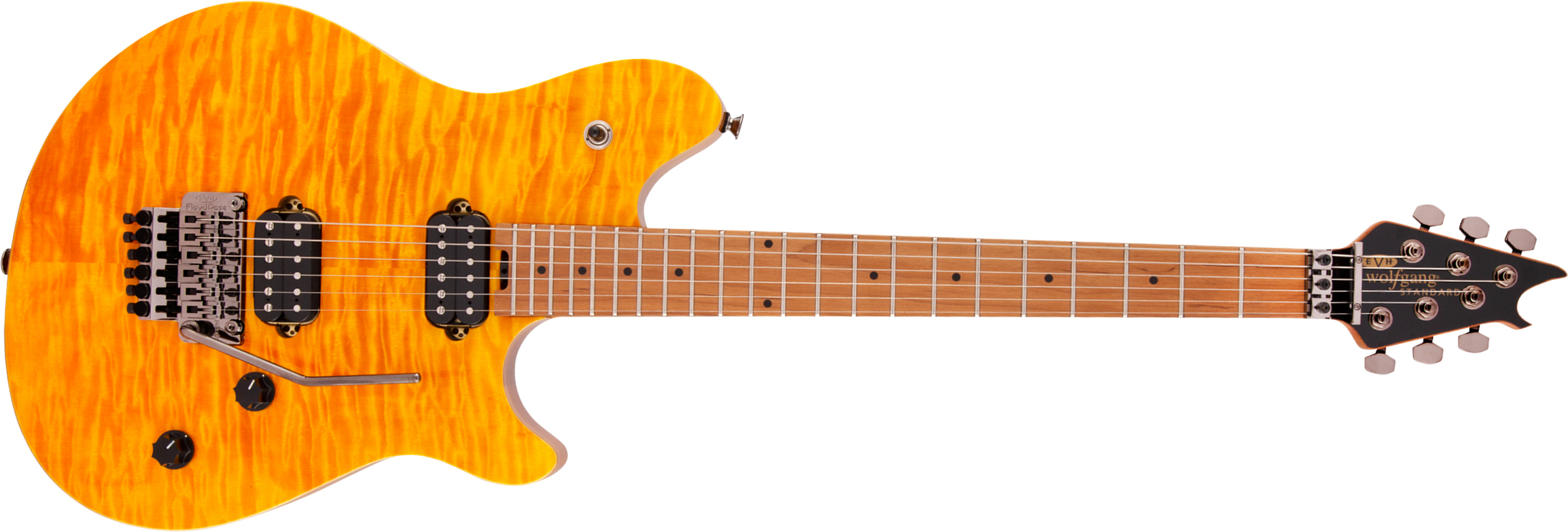 Evh Wolfgang Wg Standard Qm 2h  Fr Mn - Transparent Amber - Guitarra electrica metalica - Main picture