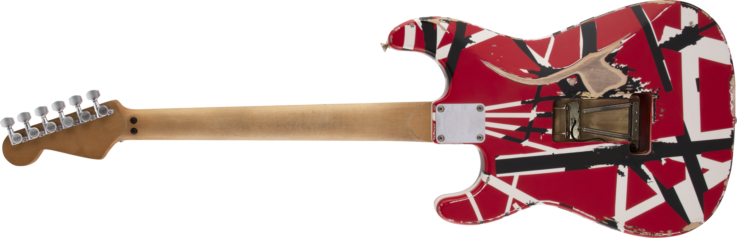 Evh Eddie Van Halen Frankenstein Frankie Striped Series Mex H Fr Mn - Red With Black & White Stripes - Guitarra eléctrica con forma de str. - Variatio