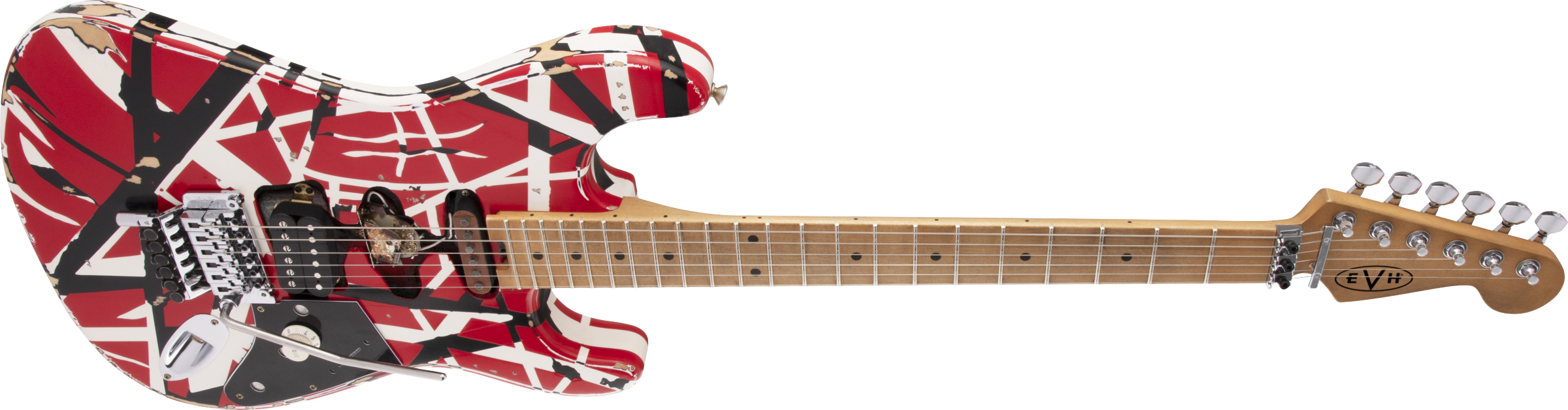 Evh Eddie Van Halen Frankenstein Frankie Striped Series Mex H Fr Mn - Red With Black & White Stripes - Guitarra eléctrica con forma de str. - Variatio