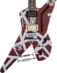 Guitarra electrica metalica Evh                            Striped Series Shark - Burgundy with silver stripes