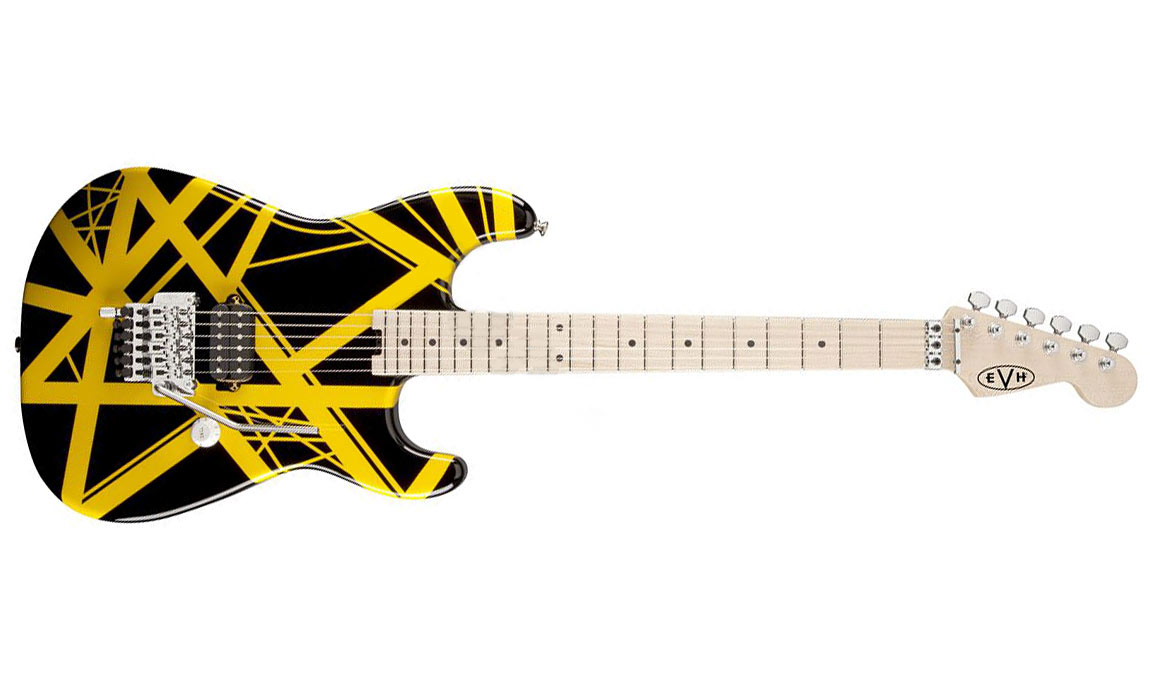 Evh Striped Series - Black With Yellow Stripes - Guitarra eléctrica con forma de str. - Variation 1