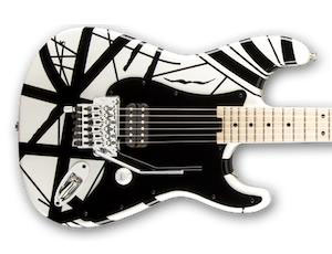 Evh Striped Series - White With Black Stripes - Guitarra eléctrica con forma de str. - Variation 2
