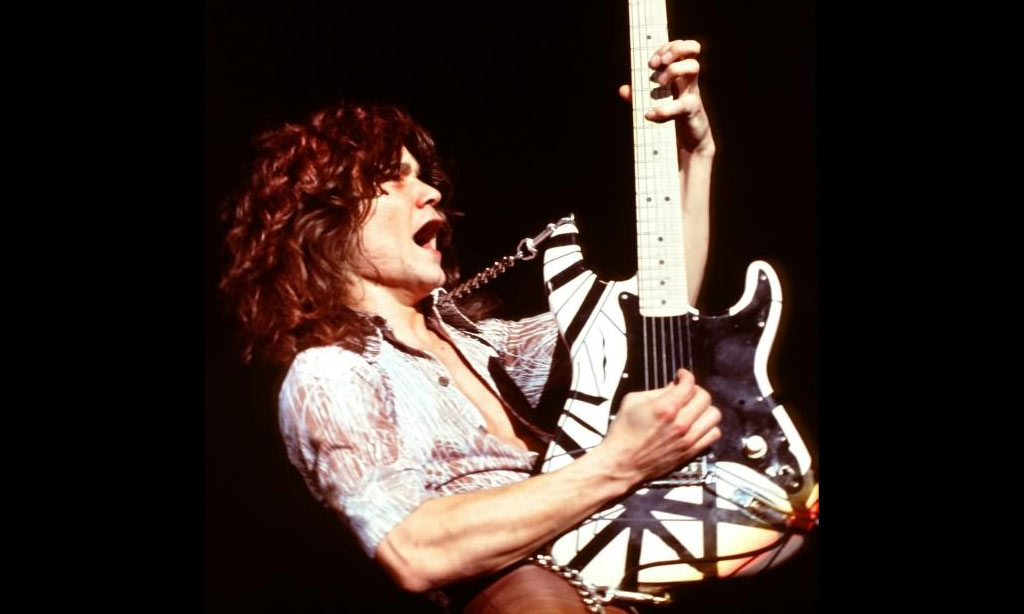 Evh Striped Series - White With Black Stripes - Guitarra eléctrica con forma de str. - Variation 1