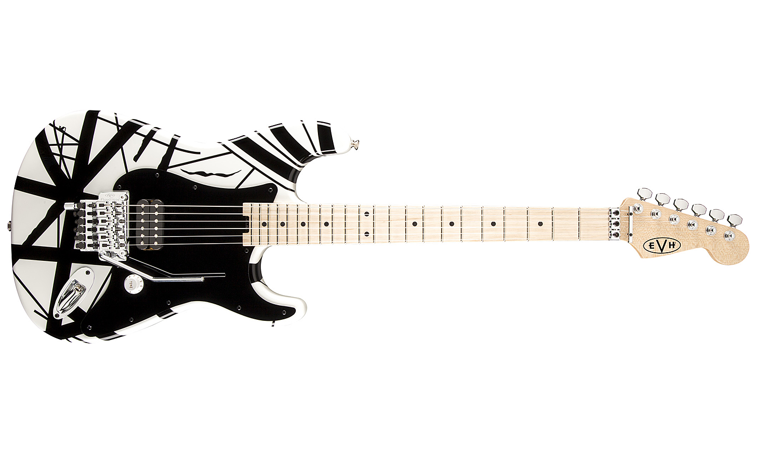 Evh Striped Series - White With Black Stripes - Guitarra eléctrica con forma de str. - Variation 3