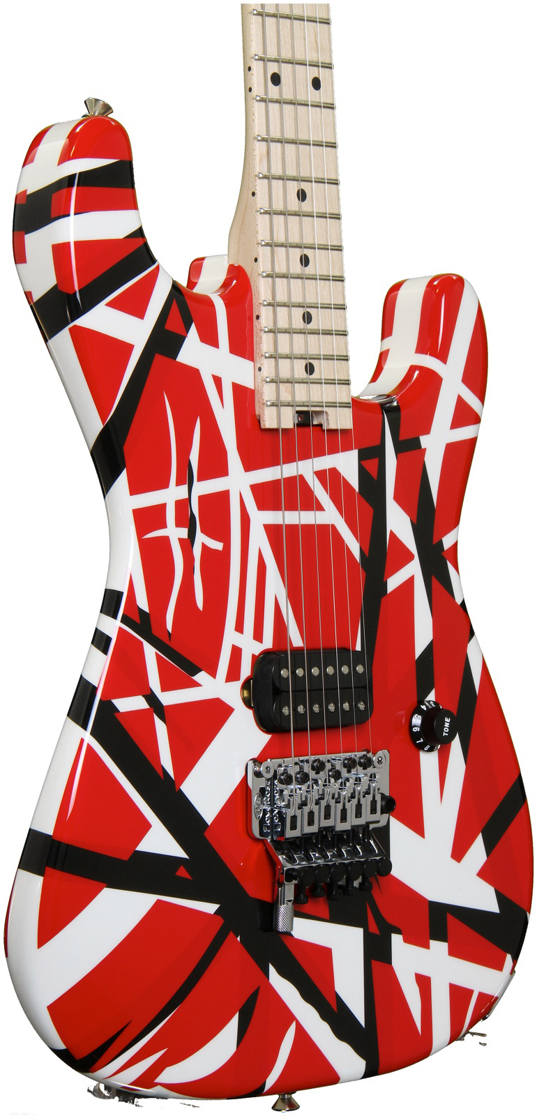 Evh Striped Series - Red With Black Stripes - Guitarra eléctrica con forma de str. - Variation 4