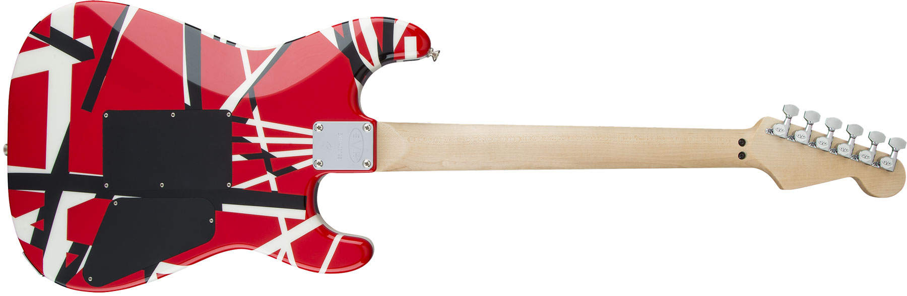 Evh Striped Series Lh Gaucher Signature H Fr Mn - Red Black White Stripes - Guitarra electrica para zurdos - Variation 1