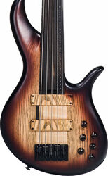 Bajo eléctrico de cuerpo sólido F bass BNF5 Fretless 5 String Ebony Fretboard - Brown burst satin