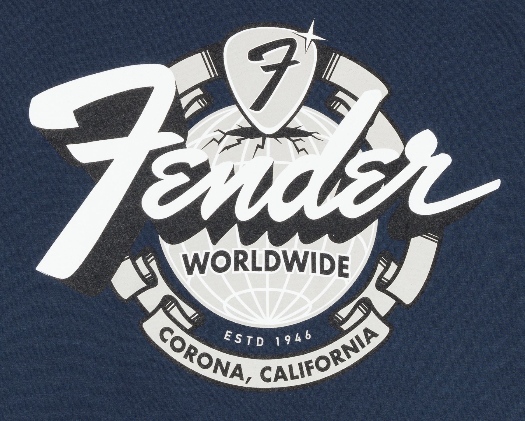 Fender T-shirt World Wide, Bleu Marine Vintage - L - Camiseta - Variation 1