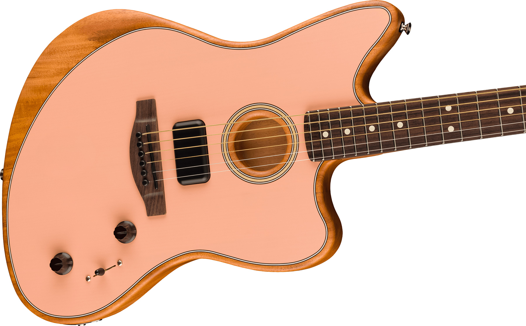 Fender Acoustasonic Jazzmaster Player Mex Epicea Acajou Rw - Shell Pink - Guitarra electro acustica - Variation 2