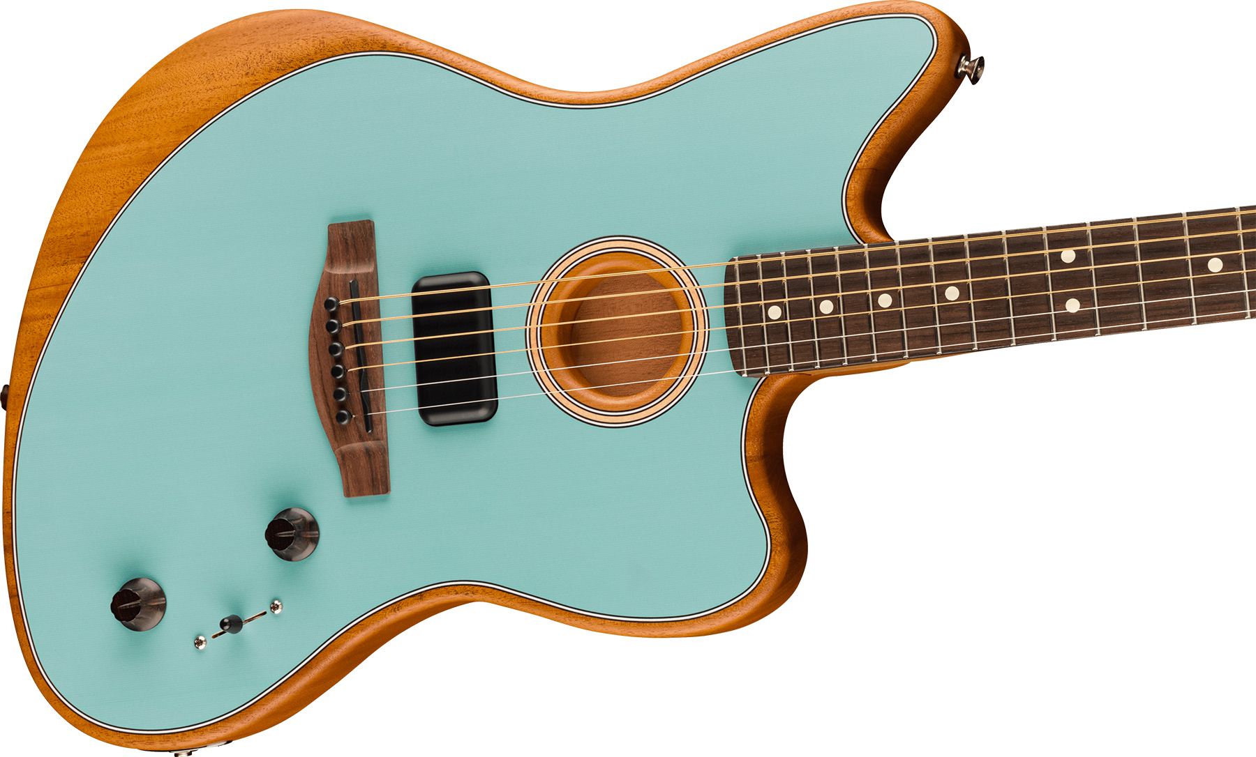 Fender Acoustasonic Jazzmaster Player Mex Epicea Acajou Rw - Ice Blue - Guitarra electro acustica - Variation 2