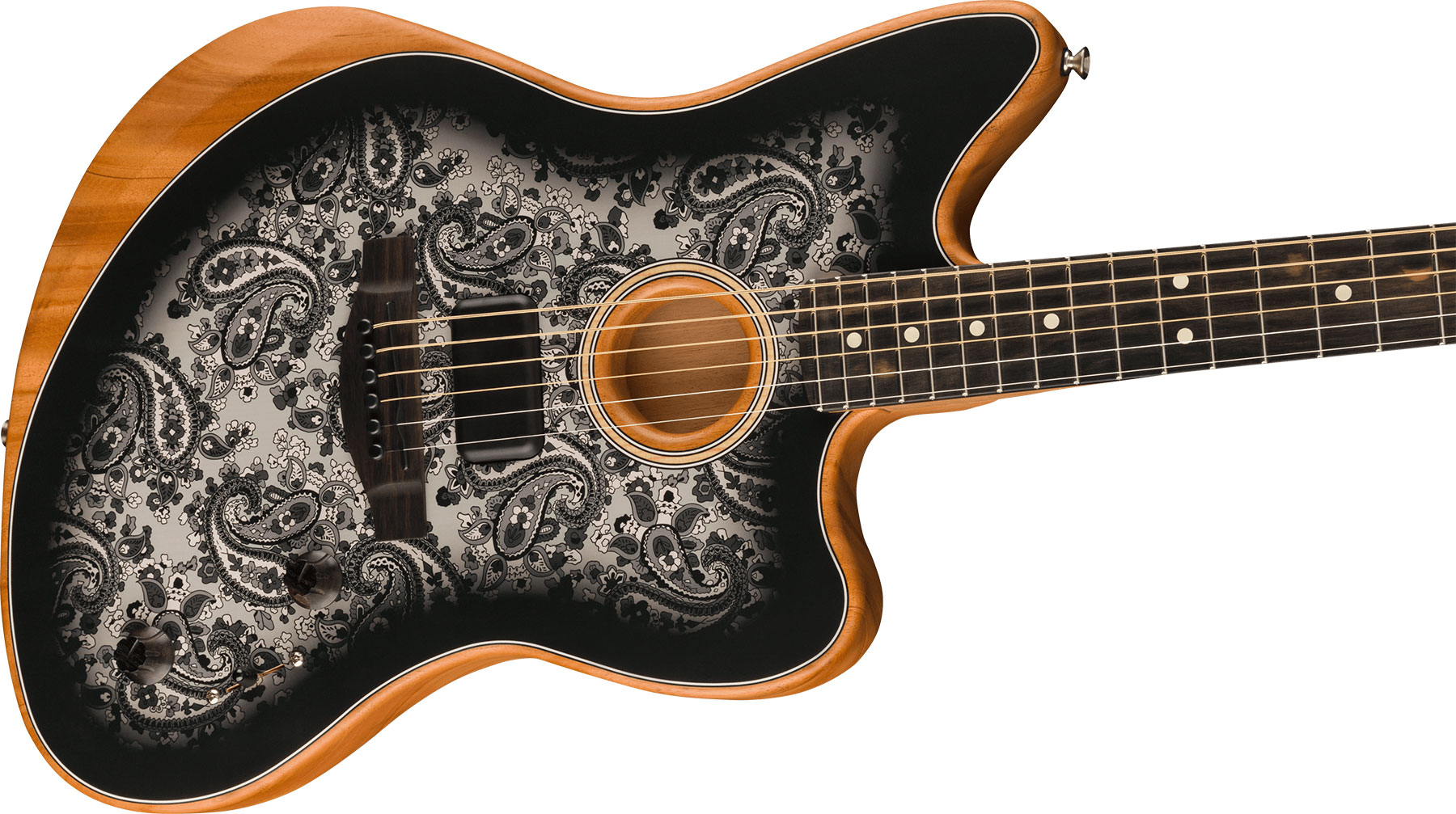 Fender American Acoustasonic Jazzmaster Fsr Ltd Usa Eb - Black Paisley - Guitarra acústica & electro - Variation 2